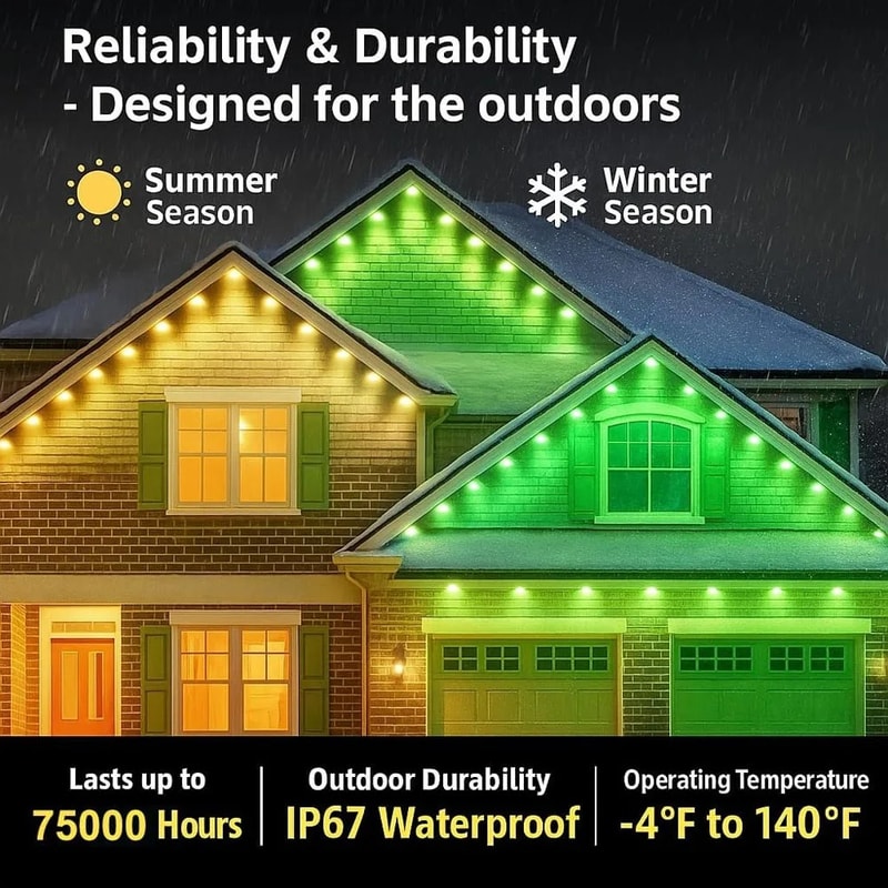 Outdoor Smart Waterproof Eaves Lights With Remote App Control DIY Light For Daily Festival Christma 1