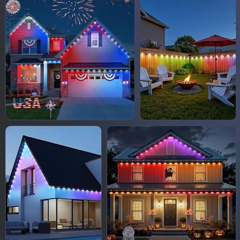 Outdoor Smart Waterproof Eaves Lights With Remote App Control DIY Light For Daily Festival Christma 0