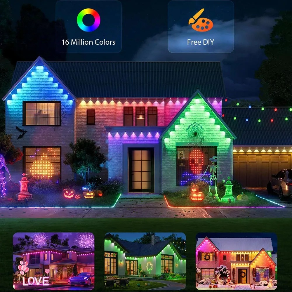 Outdoor Smart Waterproof Eaves Lights With Remote App Control DIY Light For Daily Festival Christma 4