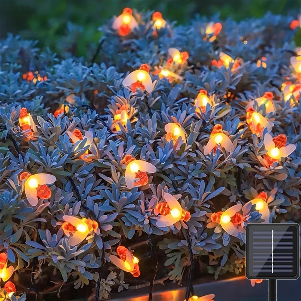 Solar Powered Honey Bee LED String Fairy Lights Waterproof Outdoor Garden Lawn Courtyard Landscape 3