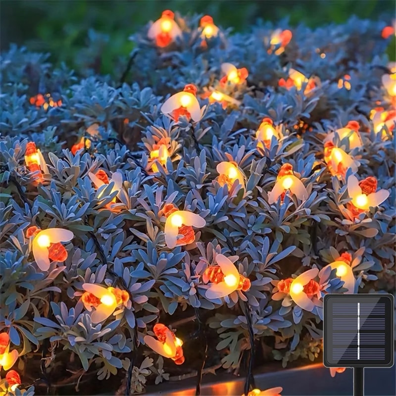 Solar Powered Honey Bee LED String Fairy Lights Waterproof Outdoor Garden Lawn Courtyard Landscape 3