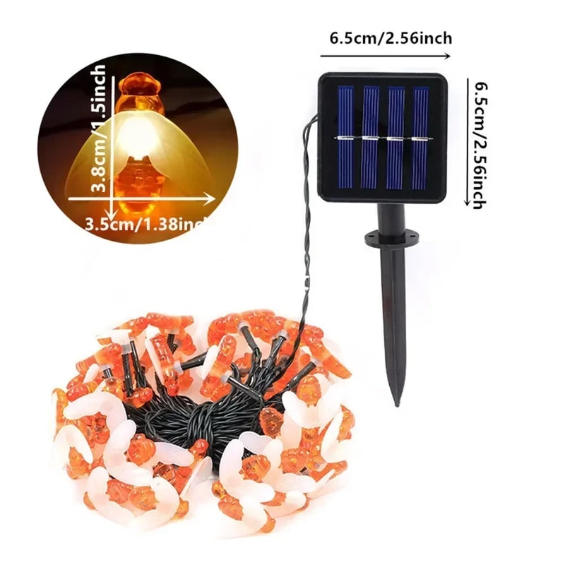 Solar Powered Honey Bee LED String Fairy Lights Waterproof Outdoor Garden Lawn Courtyard Landscape 1