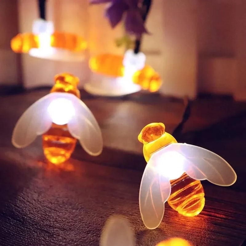 Solar Powered Honey Bee LED String Fairy Lights Waterproof Outdoor Garden Lawn Courtyard Landscape 2