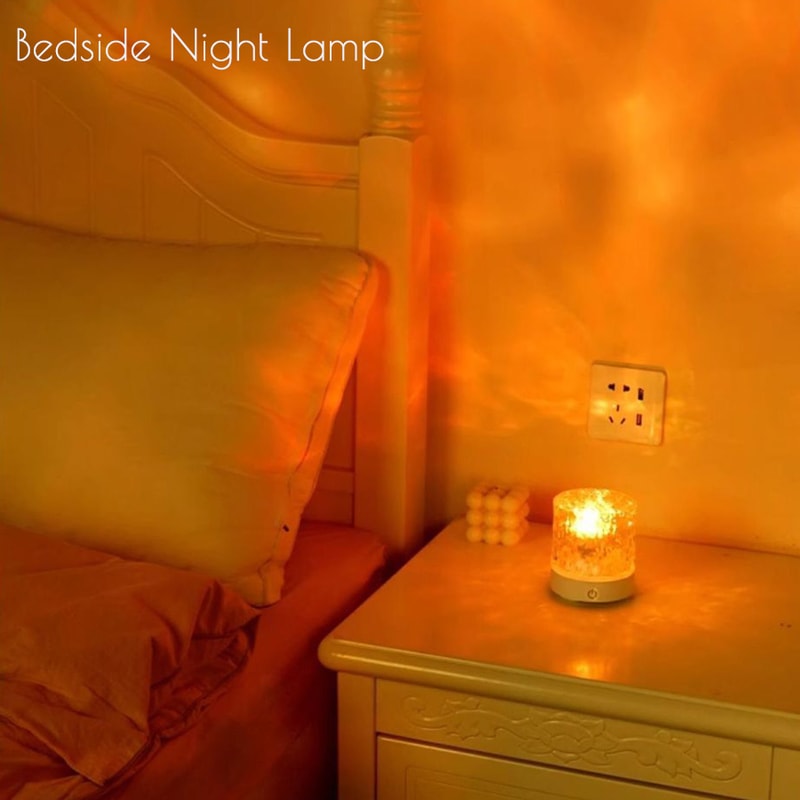 Rechargeable LED Water Ripple Projector Night Light Remote Control RGB Dimmable Crystal Table Lamp 2