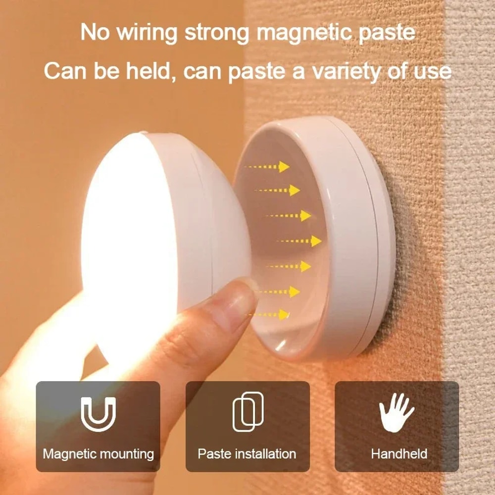 USB Rechargeable Rotating LED Night Light Body Sensing Magnetic Light For Bedside Bedroom Hallway C 2