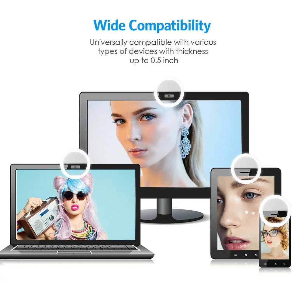 Battery Powered LED Selfie Ring Light Mobile Phone Lens Lamp Adjustable Live Brightness Portable Se 2