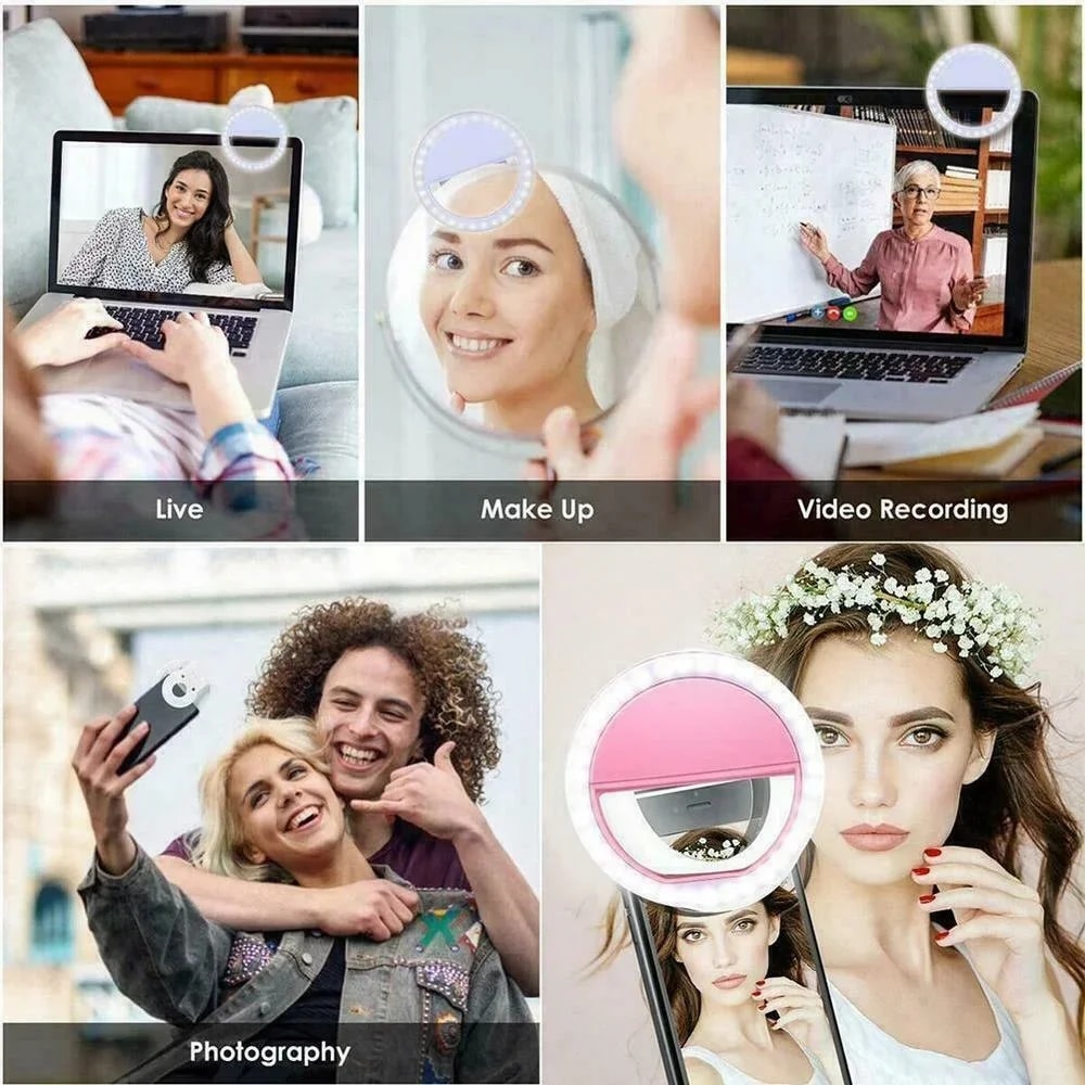 Battery Powered LED Selfie Ring Light Mobile Phone Lens Lamp Adjustable Live Brightness Portable Se 4