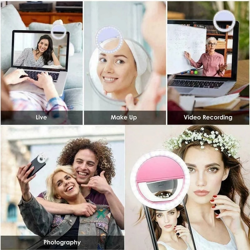 Battery Powered LED Selfie Ring Light Mobile Phone Lens Lamp Adjustable Live Brightness Portable Se 4