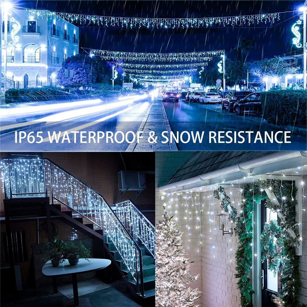 Solar Powered Icicle Light Water Proof Outdoor Eave Light For Garden Party Yard Christmas Festival 2