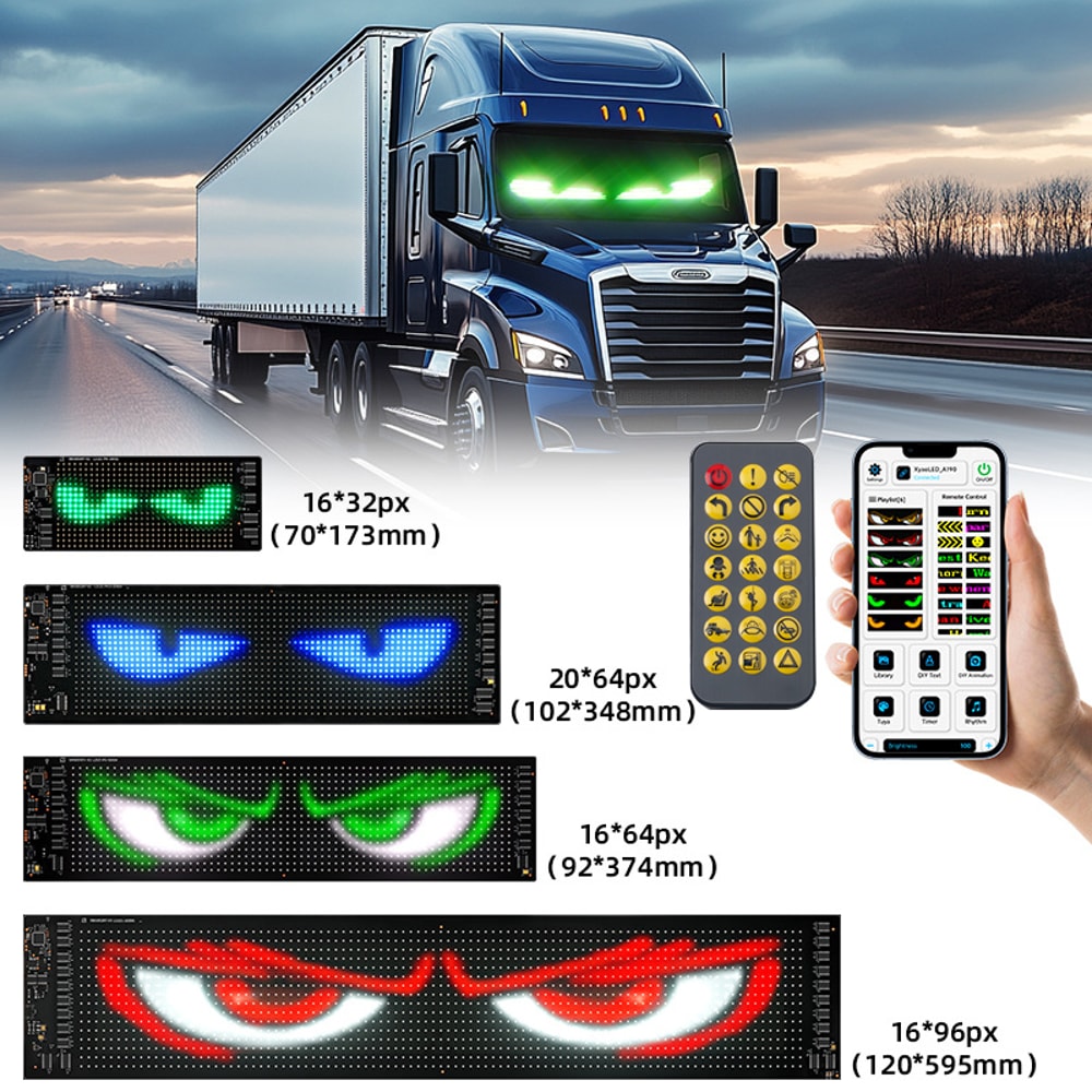 Multi Functional Bright Devil Eyes LED Light For Car Windshield Flexible Programmable Scrolling LED 1