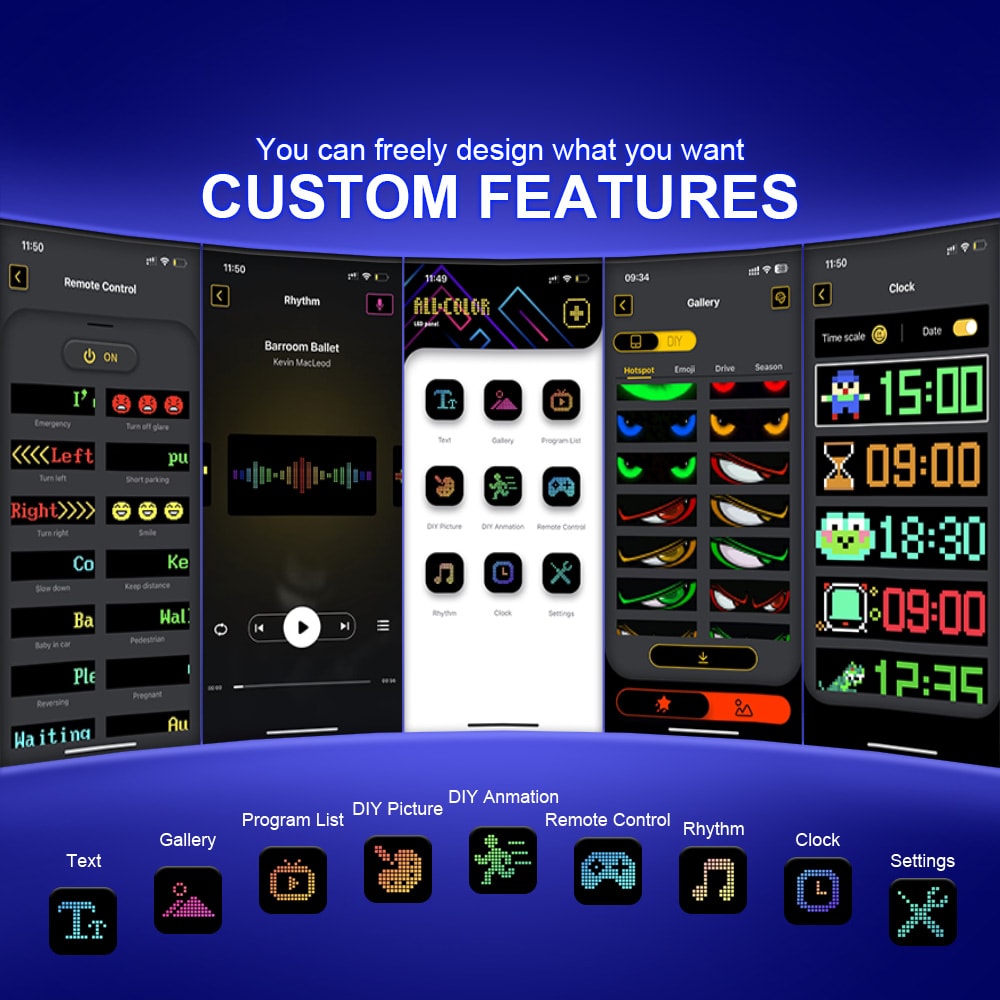 Multi Functional Bright Devil Eyes LED Light For Car Windshield Flexible Programmable Scrolling LED 2