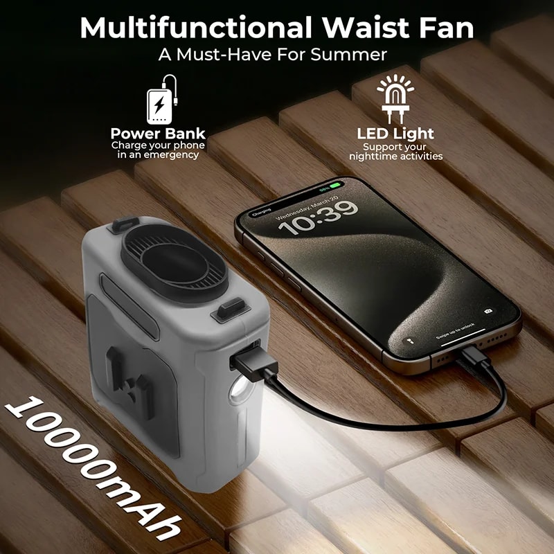 Portable Waist Hanging Neck Fan Strong Cooling Wind For Outdoor Work Travel Fishing Camping Farms 4