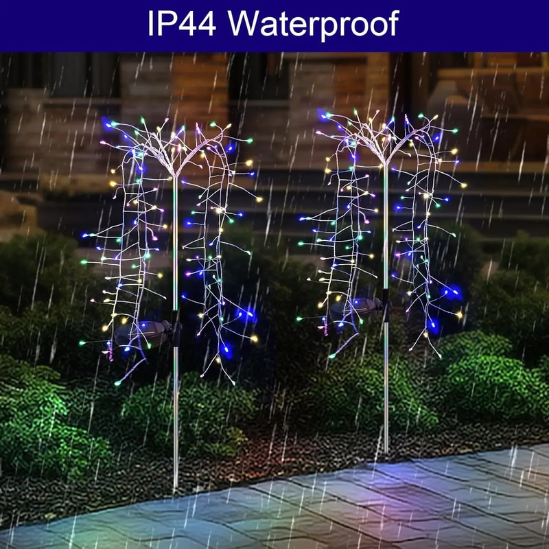 Solar Firework Light Outdoor Waterproof LED Solar Garden Flower Lights With Lighting Modes For Outd