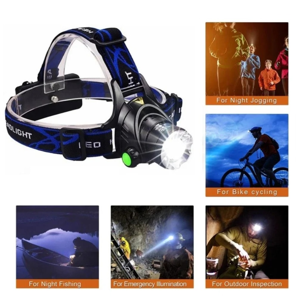 USB Rechargeable Headlamp Powerful Outdoor Splashproof Work Lamp Portable For Camping Fishing Runni 6