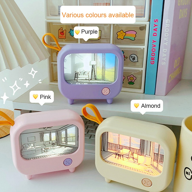 TV Painting Night Light LED Cute Child Learning Table Lamp Mini Desktop Atmosphere Lighting Room Ho 1