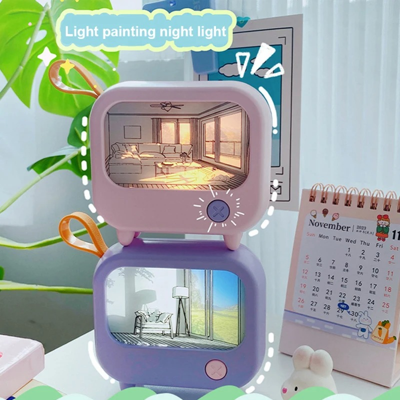 TV Painting Night Light LED Cute Child Learning Table Lamp Mini Desktop Atmosphere Lighting Room Ho 5