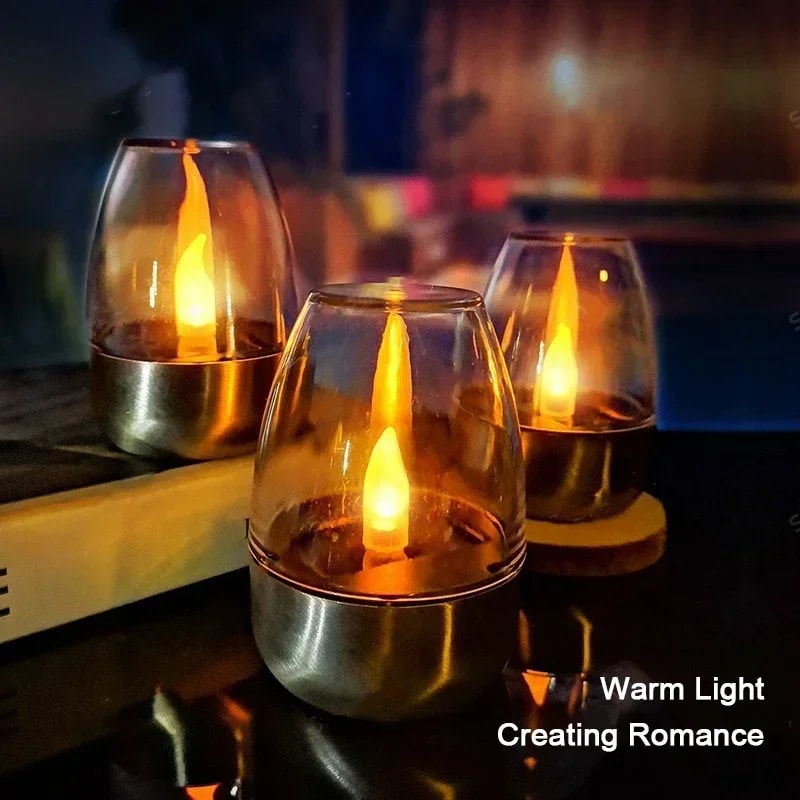 Solar Powered Candles Light, Flameless Waterproof Outdoor Night Light for Valentine's Day, Wedding Party, Garden Decor
