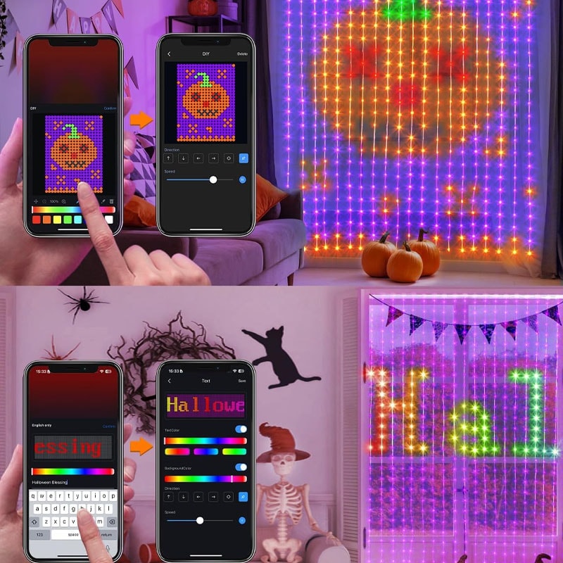 Christmas Fairy Light Curtain Waterproof String Lights With APP Control Outdoor Holiday Party Decor 3