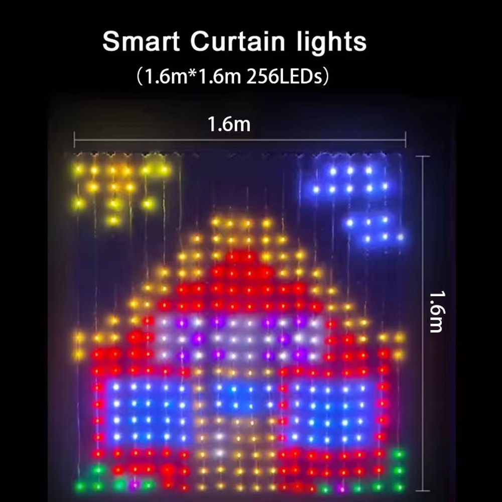 Christmas Fairy Light Curtain Waterproof String Lights With APP Control Outdoor Holiday Party Decor 5