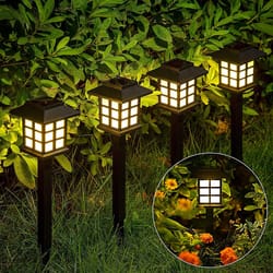 solar powered outdoor waterproof walkway landscape light, small house shaped path yard patio lawn night light decor