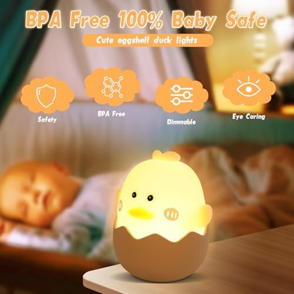 Cute Eggshell Duck Silicone Night Light Rechargeable USB Interface Kids Bedroom Bedside Light Perfe 3