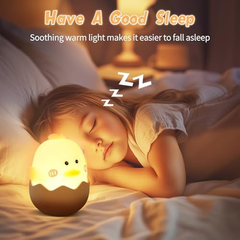 Cute Eggshell Duck Silicone Night Light Rechargeable USB Interface Kids Bedroom Bedside Light Perfe 4