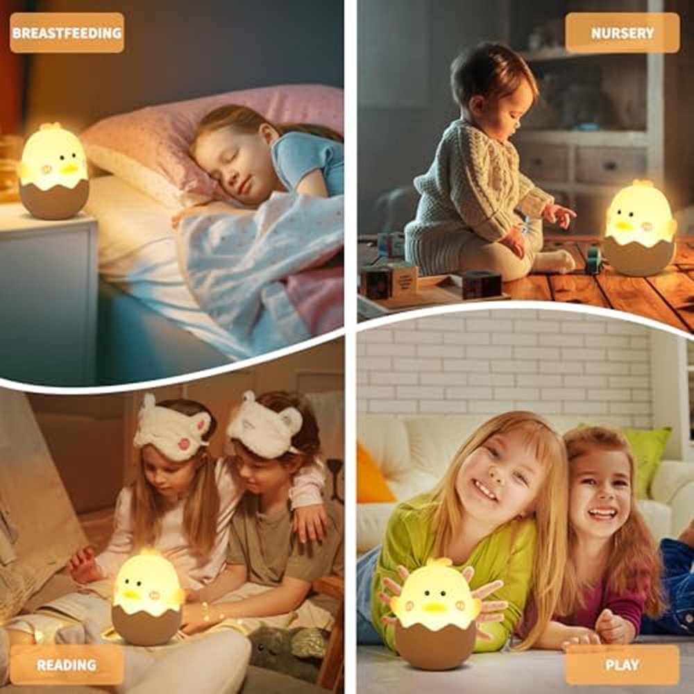 Cute Eggshell Duck Silicone Night Light Rechargeable USB Interface Kids Bedroom Bedside Light Perfe 5