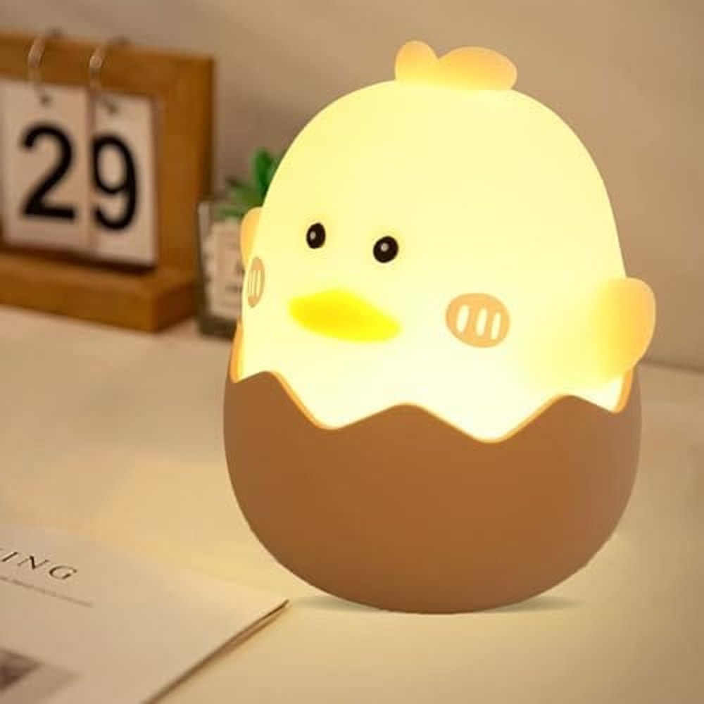 Cute Eggshell Duck Silicone Night Light Rechargeable USB Interface Kids Bedroom Bedside Light Perfe 0
