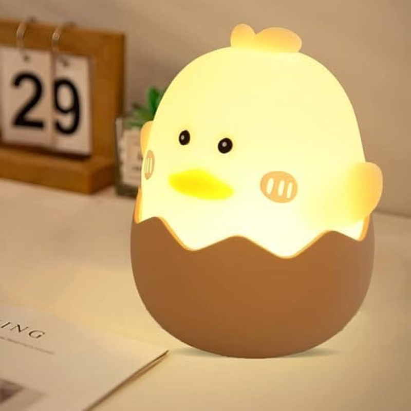 Cute Eggshell Duck Silicone Night Light Rechargeable USB Interface Kids Bedroom Bedside Light Perfe 0