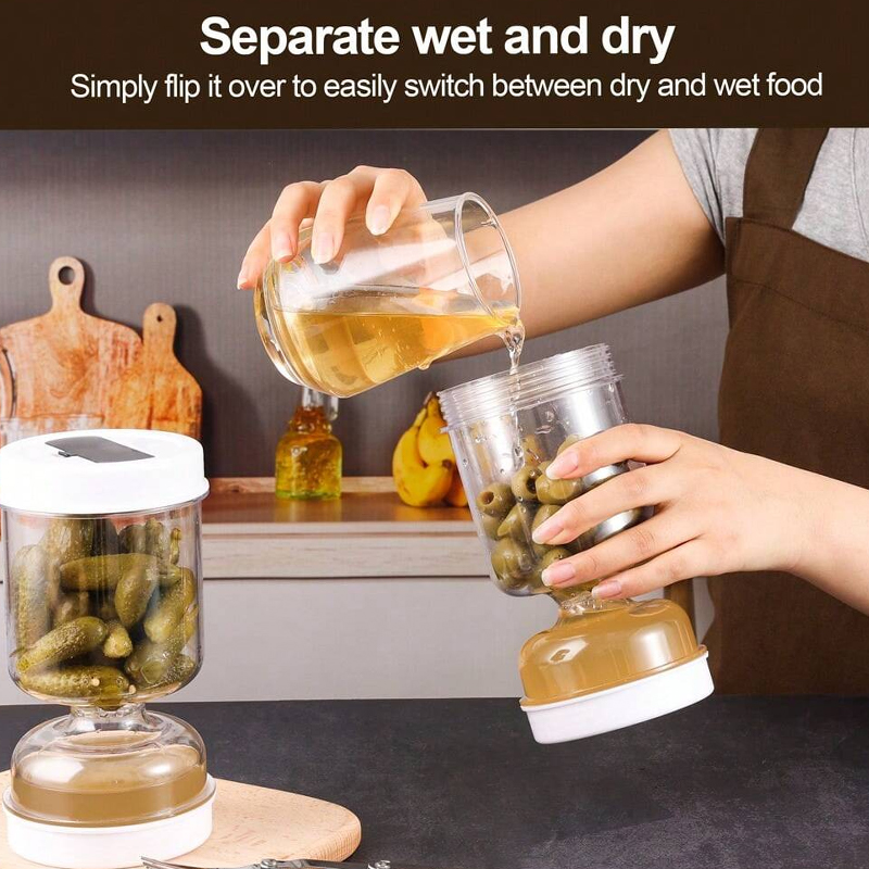 Pickles Jar With Forks Dry Wet Dispenser Pickle Olives Hourglass Cucumber Container Airtight Lids 3