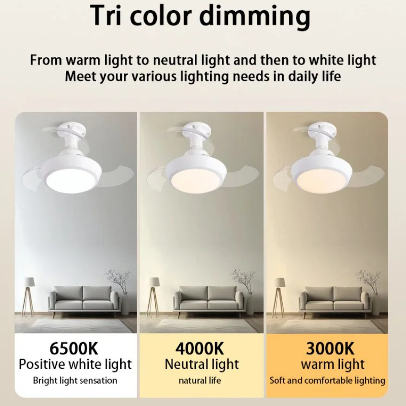 Retractable Ceiling Fan Light with Remote Control, Dimmable Speed Settings, Perfect Light for Room