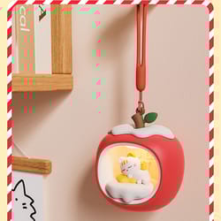 apple cat shaped touch control night light, battery powered desktop lamp, kid room night lighting, eye protection