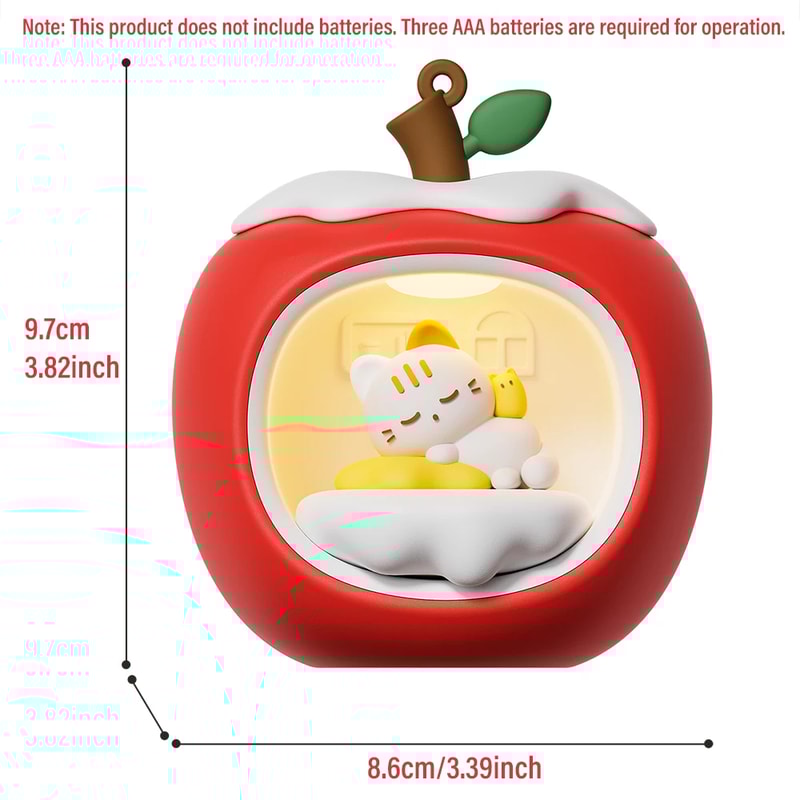 Apple Cat Shaped Touch Control Night Light Battery Powered Desktop Lamp Kid Room Night Lighting Eye 3