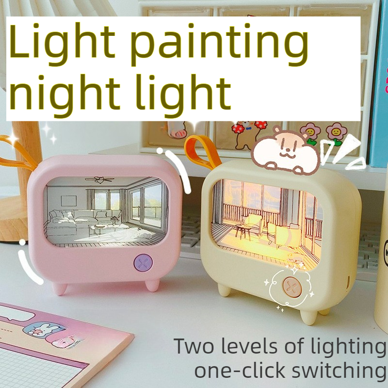 USB Rechargeable Creative Painting Atmosphere Lighting Mini Night Light Ornament For Bedside Bedroo 1
