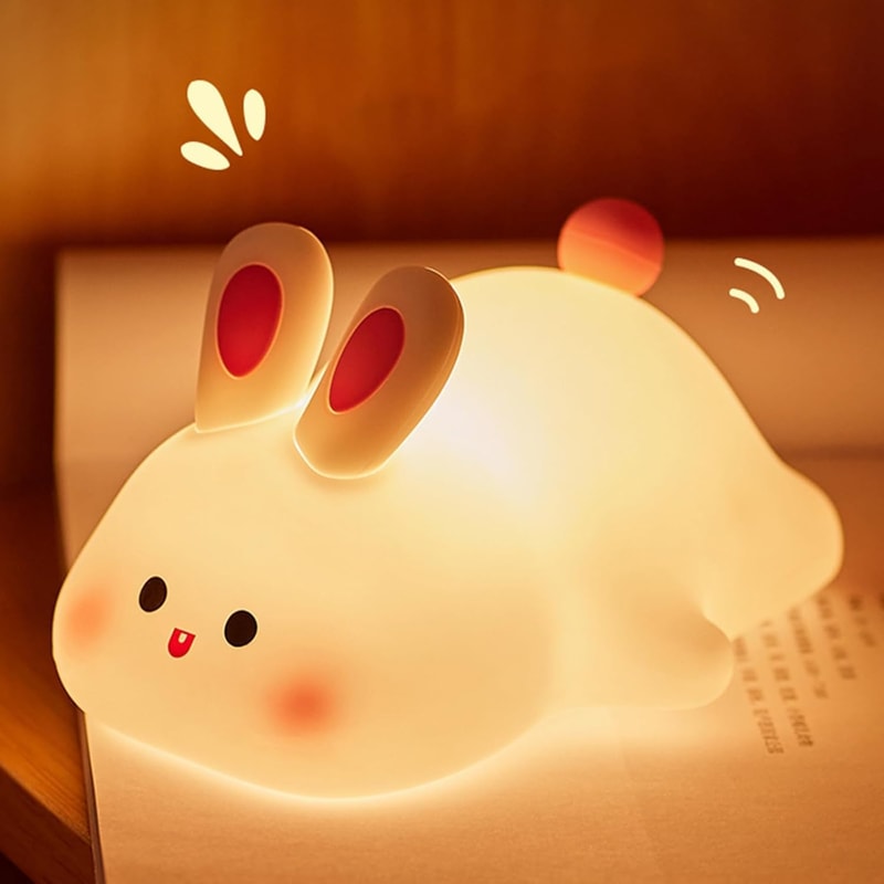 Rabbit Night Silicone Lamp USB Powered Rechargeable Bedside Touch Light For Kids Room Party Gift Re 5