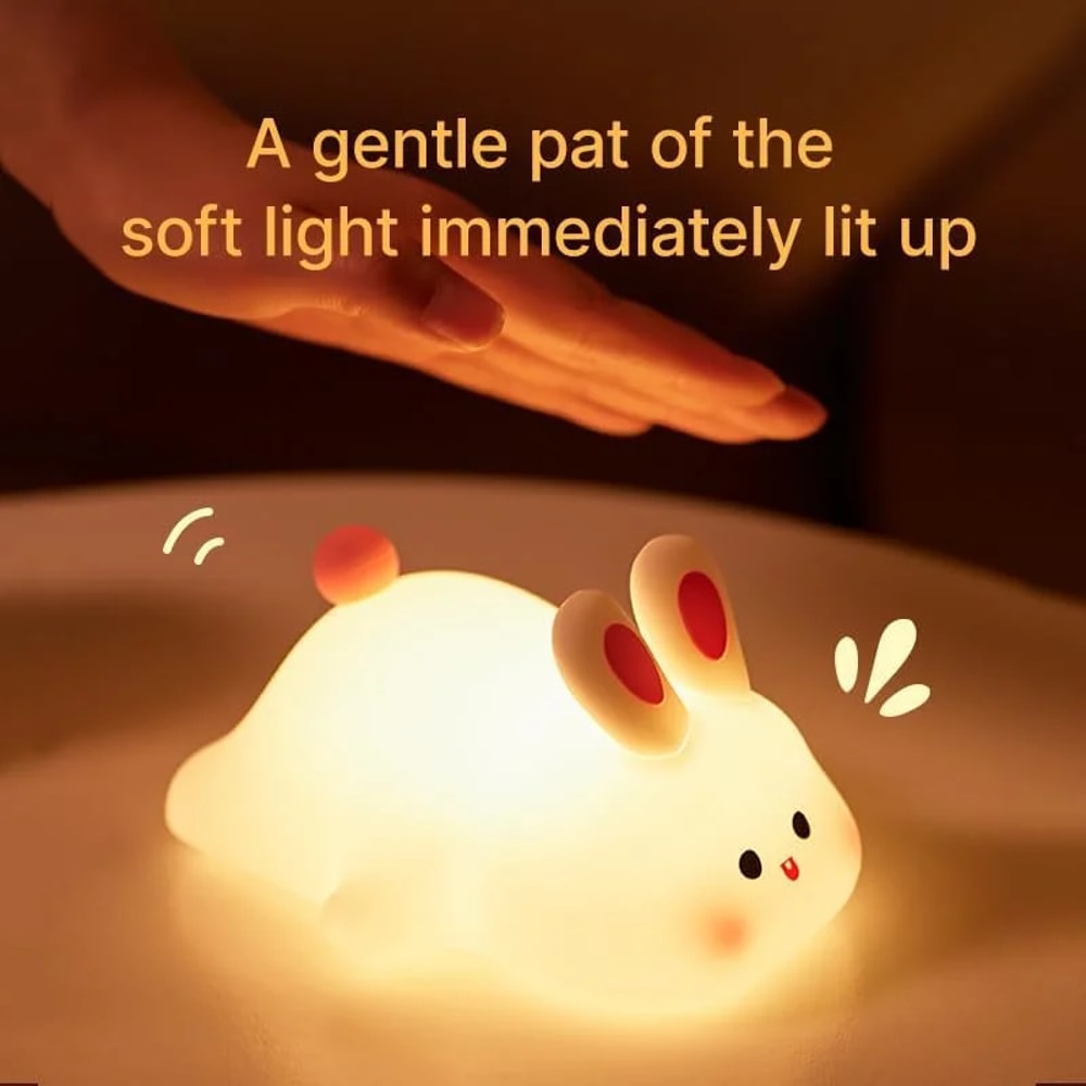 Rabbit Night Silicone Lamp USB Powered Rechargeable Bedside Touch Light For Kids Room Party Gift Re 4
