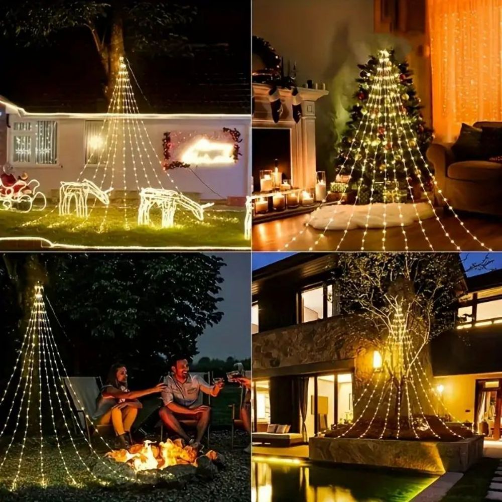 USB Powered Waterfall Tree String Lights Indoor Outdoor Halloween Christmas Decor Festival Party 0