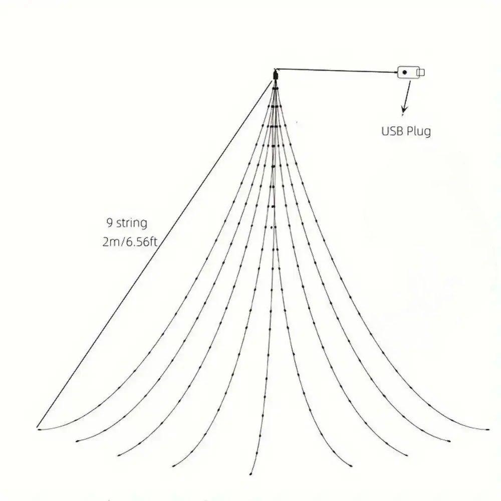 USB Powered Waterfall Tree String Lights Indoor Outdoor Halloween Christmas Decor Festival Party 3