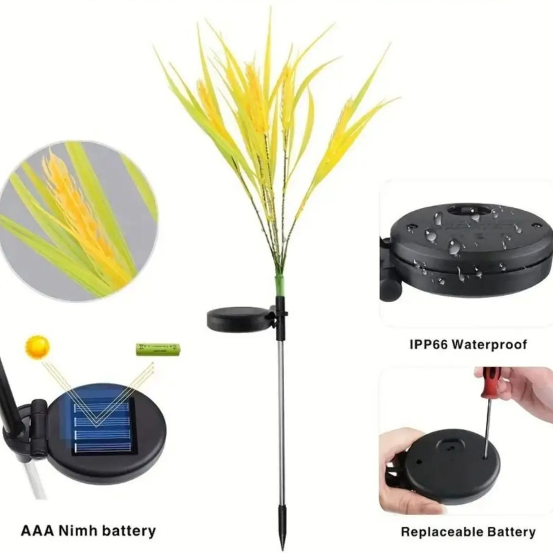 Solar Powered Autumn Harvest Wheat Light Waterproof Outdoor Garden Lighting Perfect For Path Patio 4