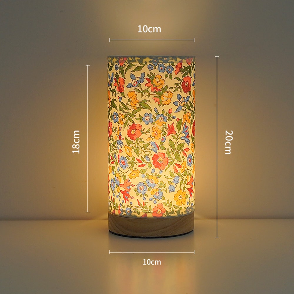 Vintage Fabric Desk Night Lamp Flaxen Desk Lamp For Bedroom Fragmented Flowers Lighting Bedside Dec 4