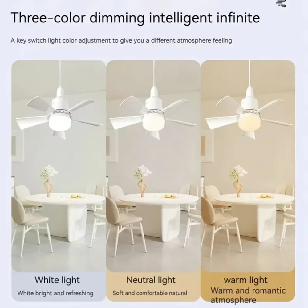 Ceiling Fan With Light Remote Control Dimmable Modern Smart Fans WarmCool White Lighting For Bedroo 3