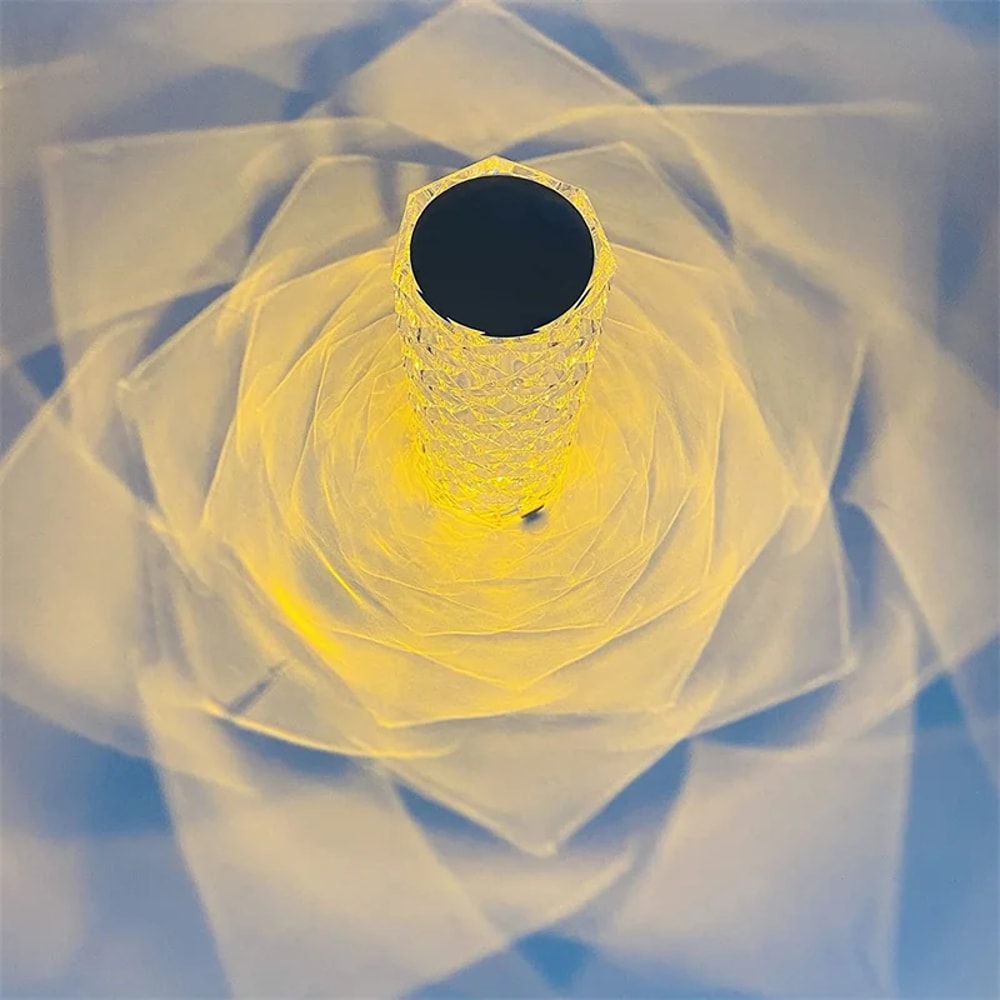 Crystal Table Lamp for Bedroom, Touch Remote Dimmable USB LED Bedside Diamond Rose Lamp