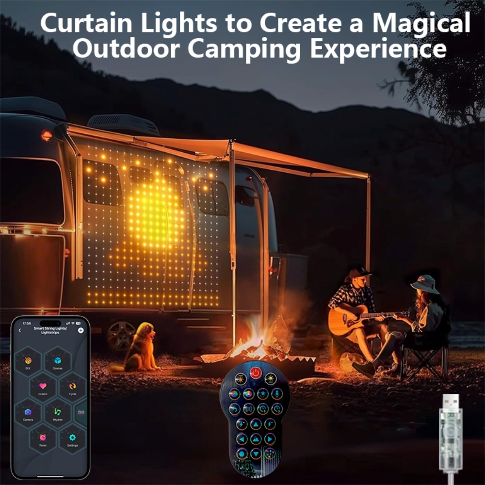 Smart Curtain Lights DIY Color Changing Fairy String Lights Music Sync For Indoor Outdoor Courtyard