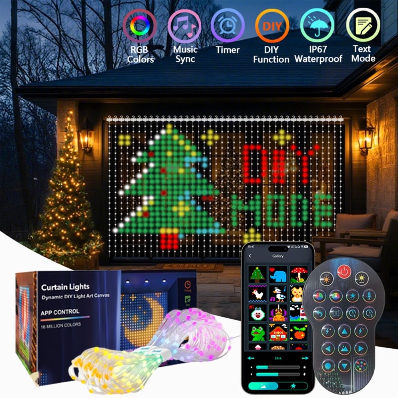 Smart Curtain Lights DIY Color Changing Fairy String Lights Music Sync For Indoor Outdoor Courtyard
