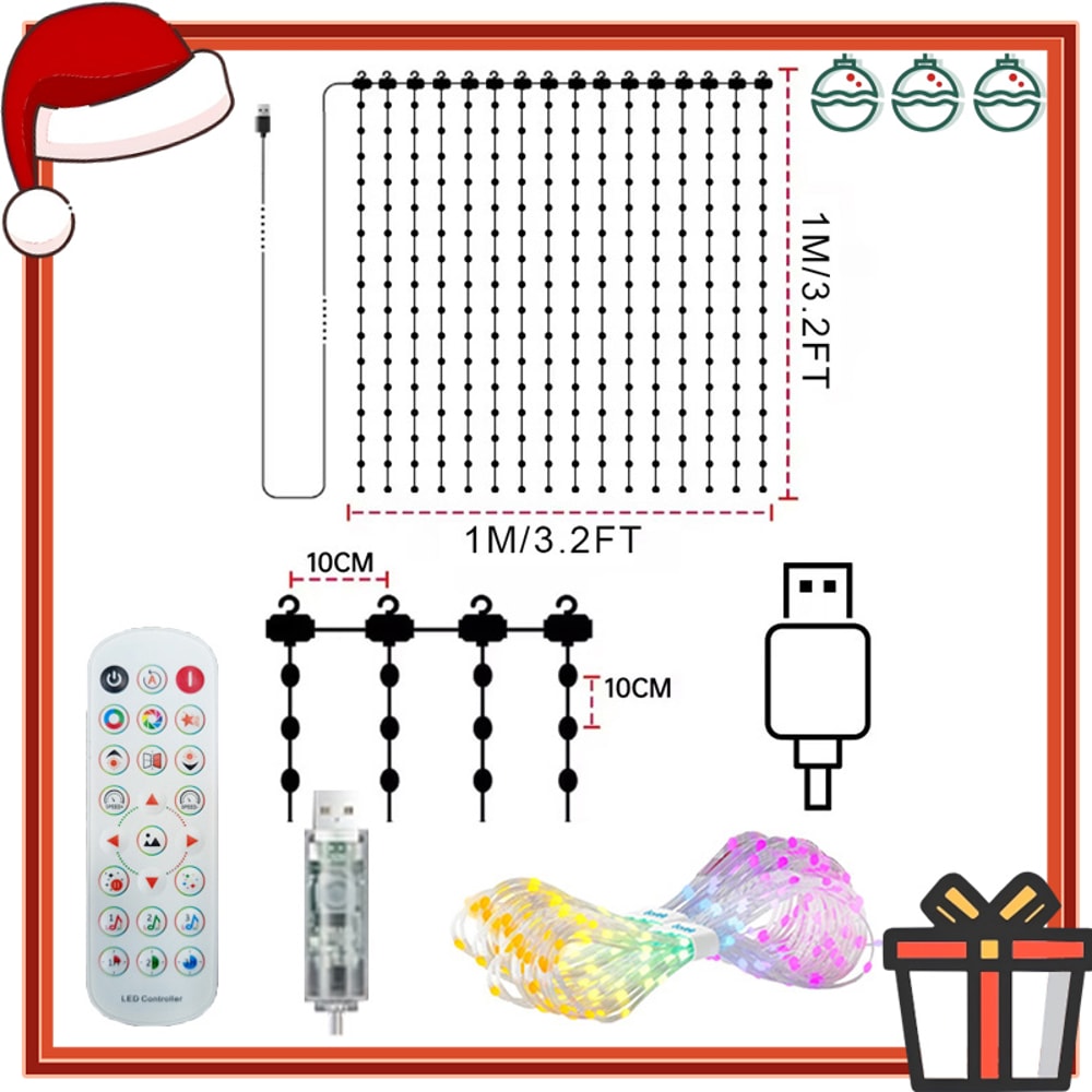 Smart Curtain Lights DIY Color Changing Fairy String Lights Music Sync For Indoor Outdoor Courtyard