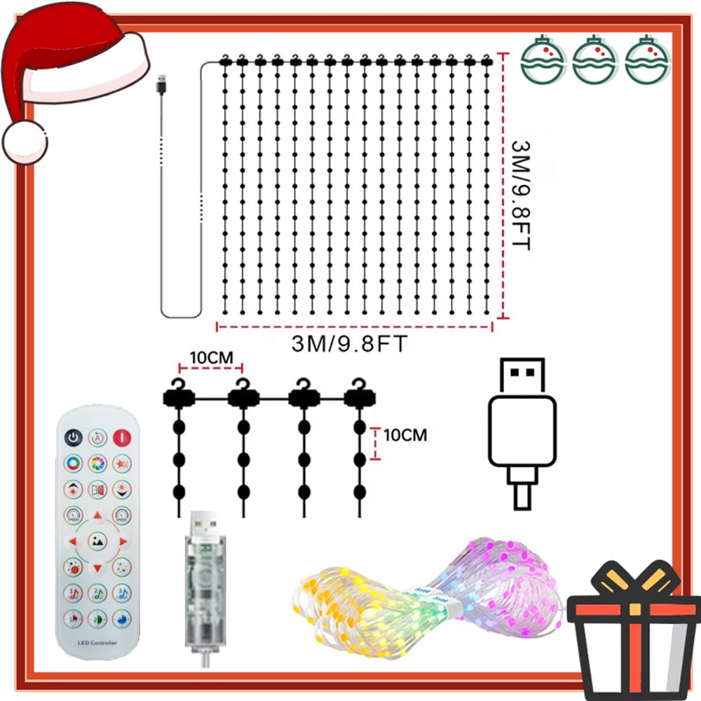 Smart Curtain Lights DIY Color Changing Fairy String Lights Music Sync For Indoor Outdoor Courtyard