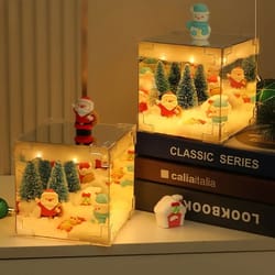 usb powered christmas diy handmade luminous desktop crafts with santa claus, christmas party atmosphere decor