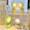 Battery Powered Mini LED Floral Potted Night Light Desktop Lamp For Bedroom Kids Room Children Gift 0