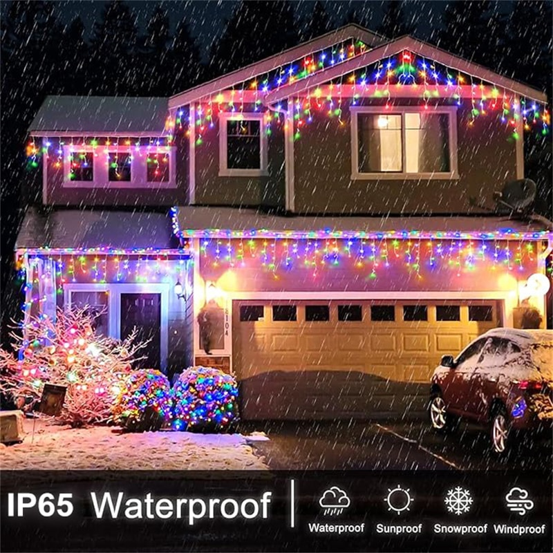 Solar Icicle Outdoor Christmas Lights Waterproof Fairy Lights Modes For Home Party Halloween Holida 2