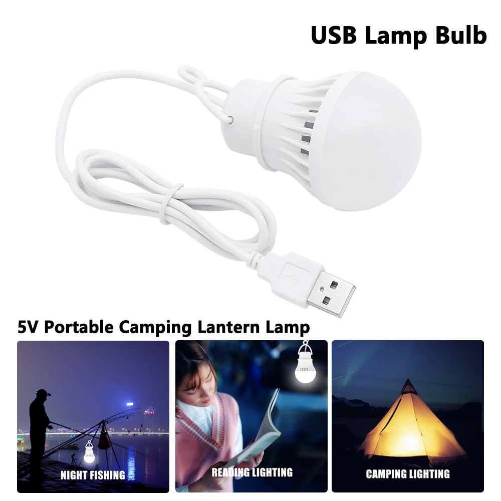 USB Plug Bulb Lamp Portable Emergency Lamp For Camping Lantern Lamp For Reading Outdoor Tent Indoor 2